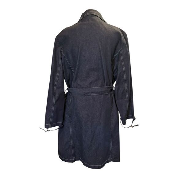 Vintage Sport Collection Dark Blue Denim Trench Coat Size 14 Fall - Picture 2 of 16